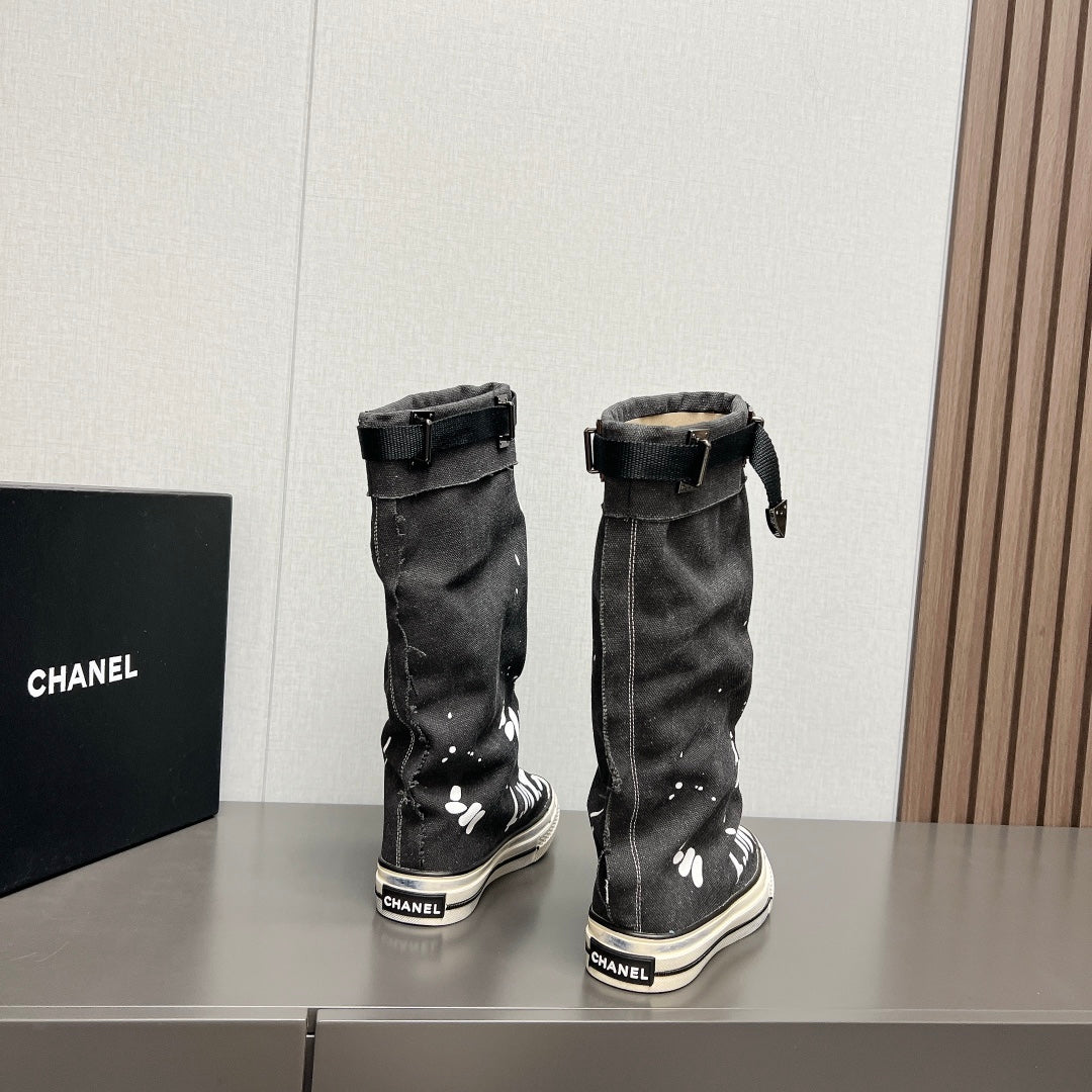 CNL2024vs autumn and winter new thick-soled canvas long boots 0724091201