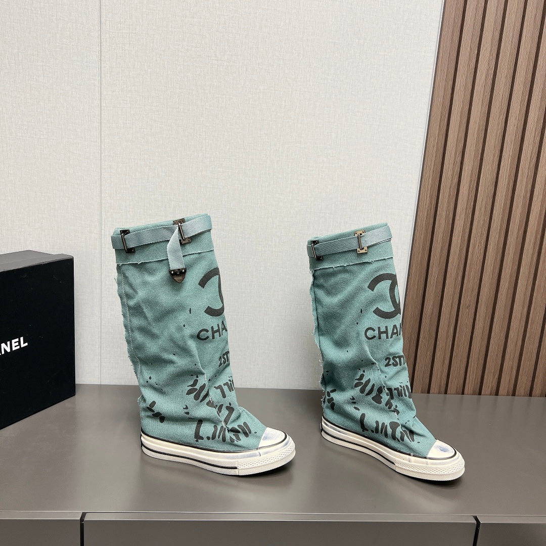 CNL2024vs autumn and winter new thick-soled canvas long boots 0724091201