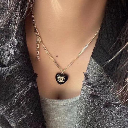 Simple and Versatile Love Black Necklace 0823112208