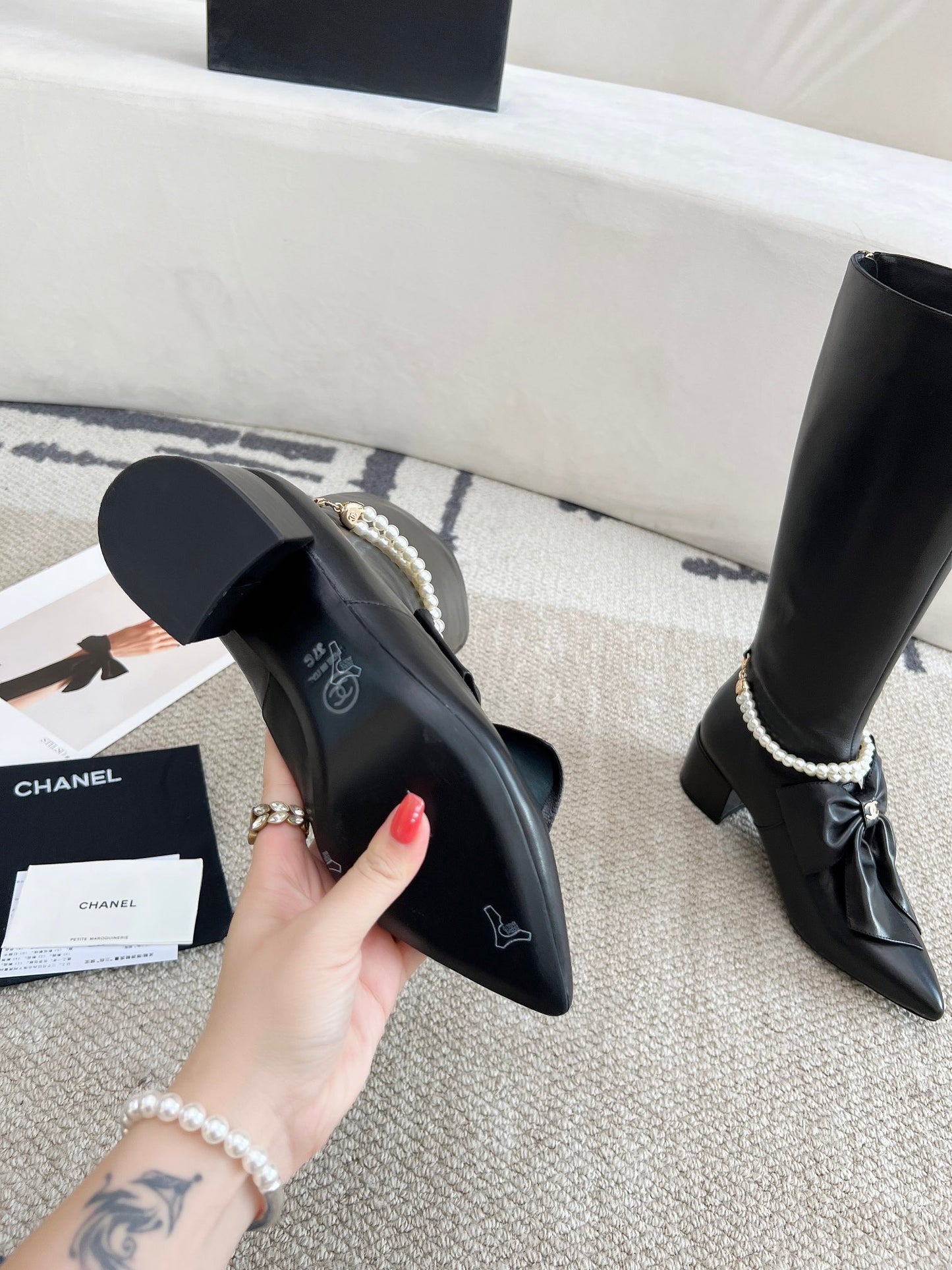 Zipper Pearl Boots 0724090507