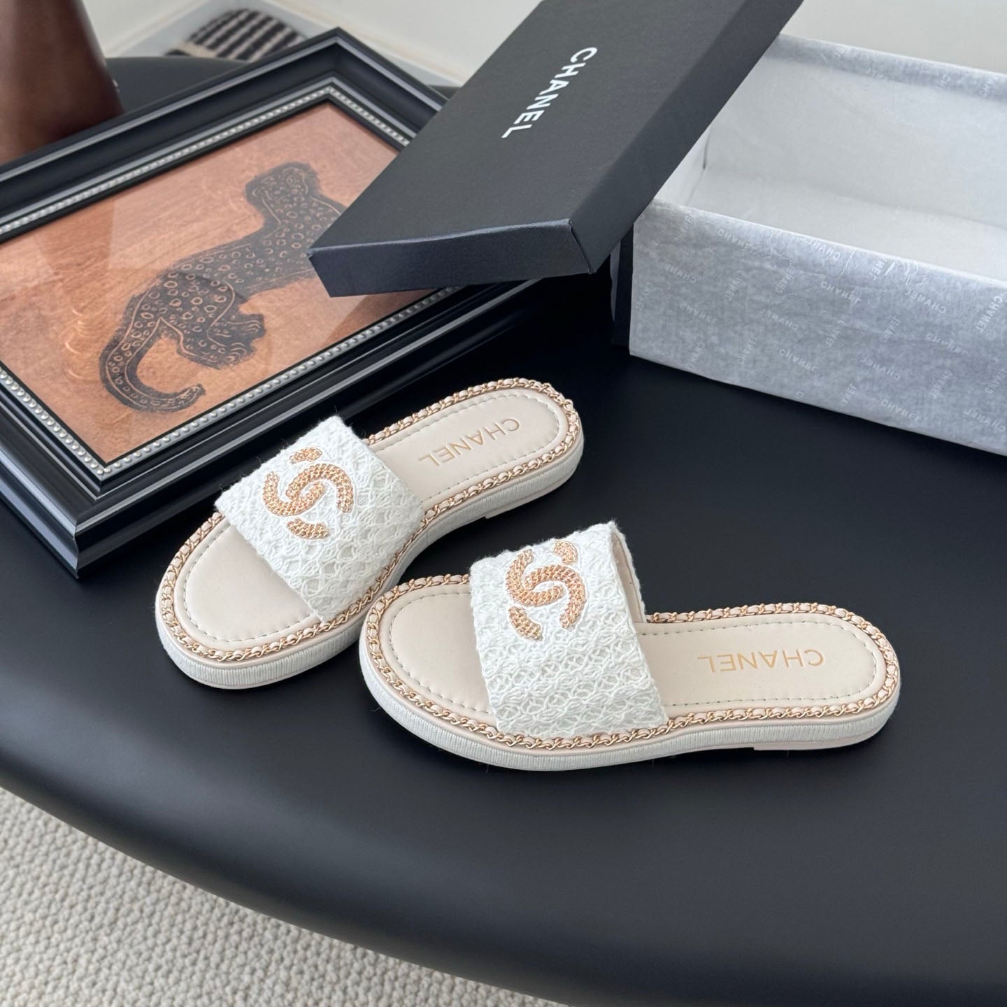 CNL women's platform chain double C slide sandal 1825042902