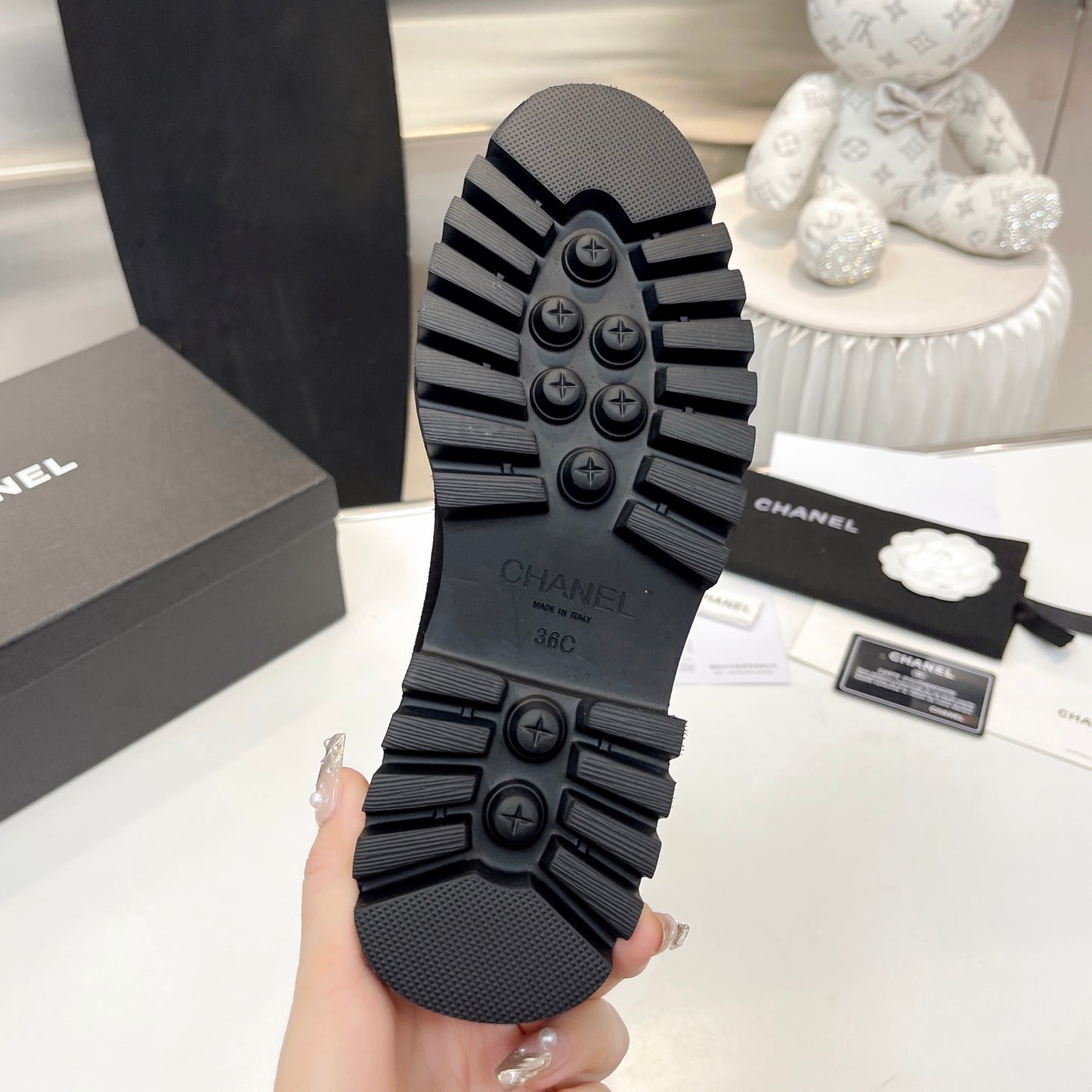 Pearl metal buckle boots XC1823100501