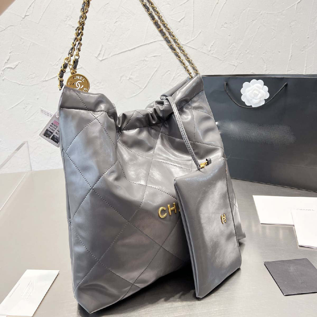 Large Hobo Bag With Gold-tone Metal