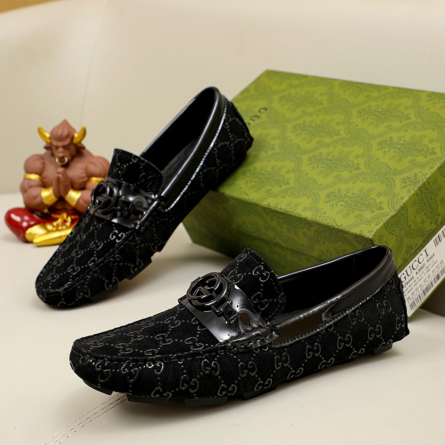 G fashion all-black printed slip-ons 0724091402