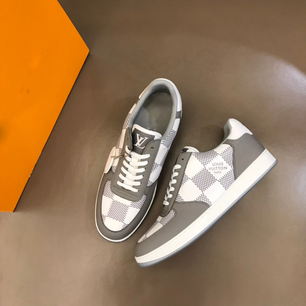 New men's gray shoes casual all-match sneakers round toe all-match sports flat shoes