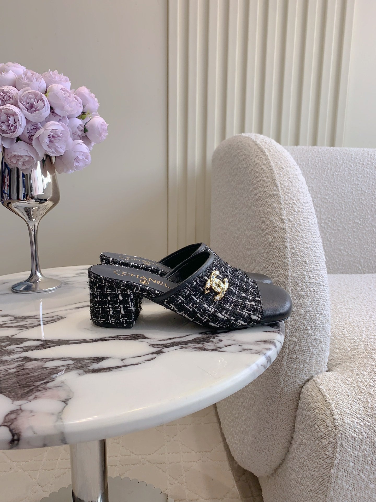 CHA High heel mule slippers (Heel 5.5/2.5CM) 1825022815