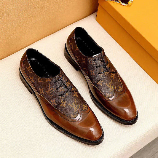 Luxury letter patent leather high-heeled classic Derby shoes