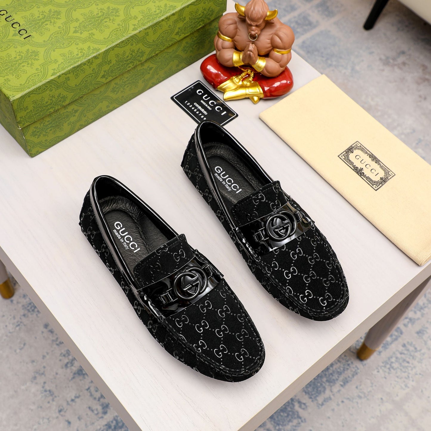 G fashion all-black printed slip-ons 0724091402