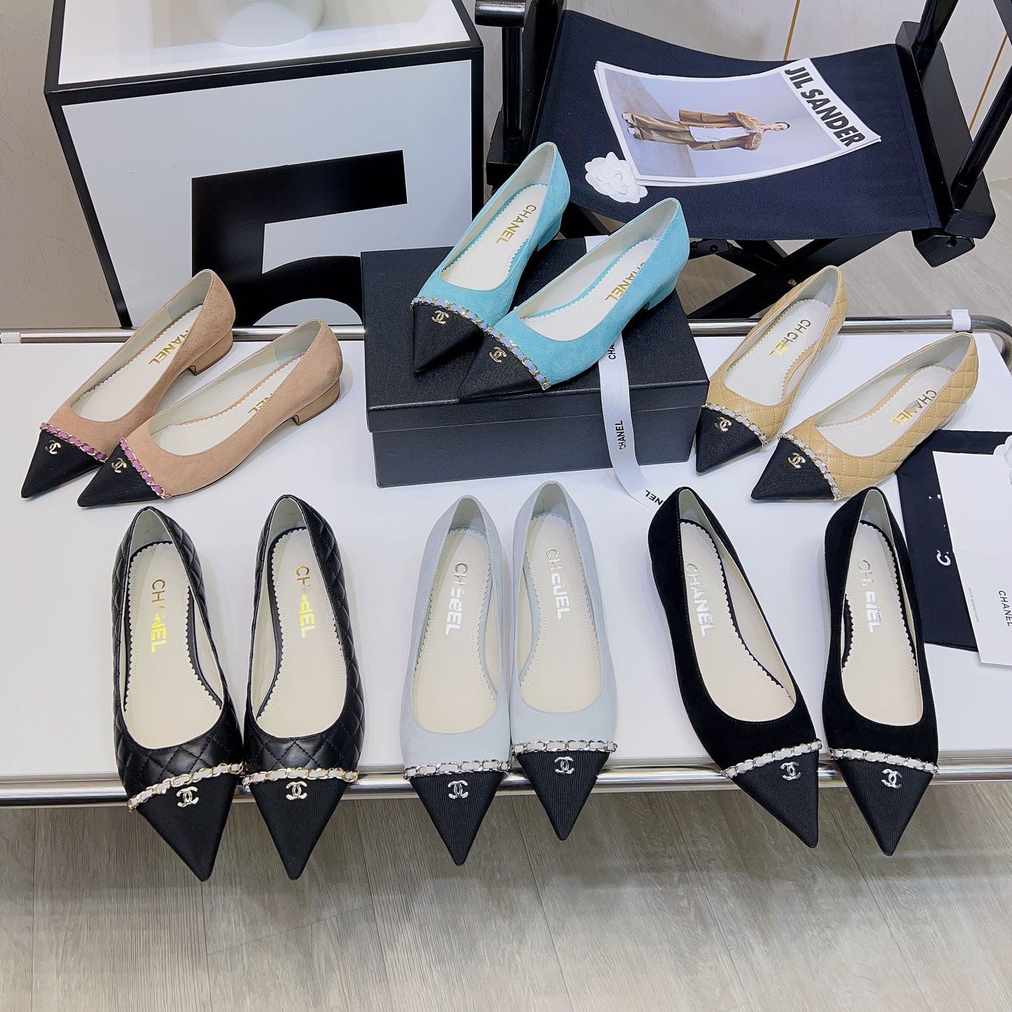 Pointed rhombus chain small high-heeled shoes XC16062302