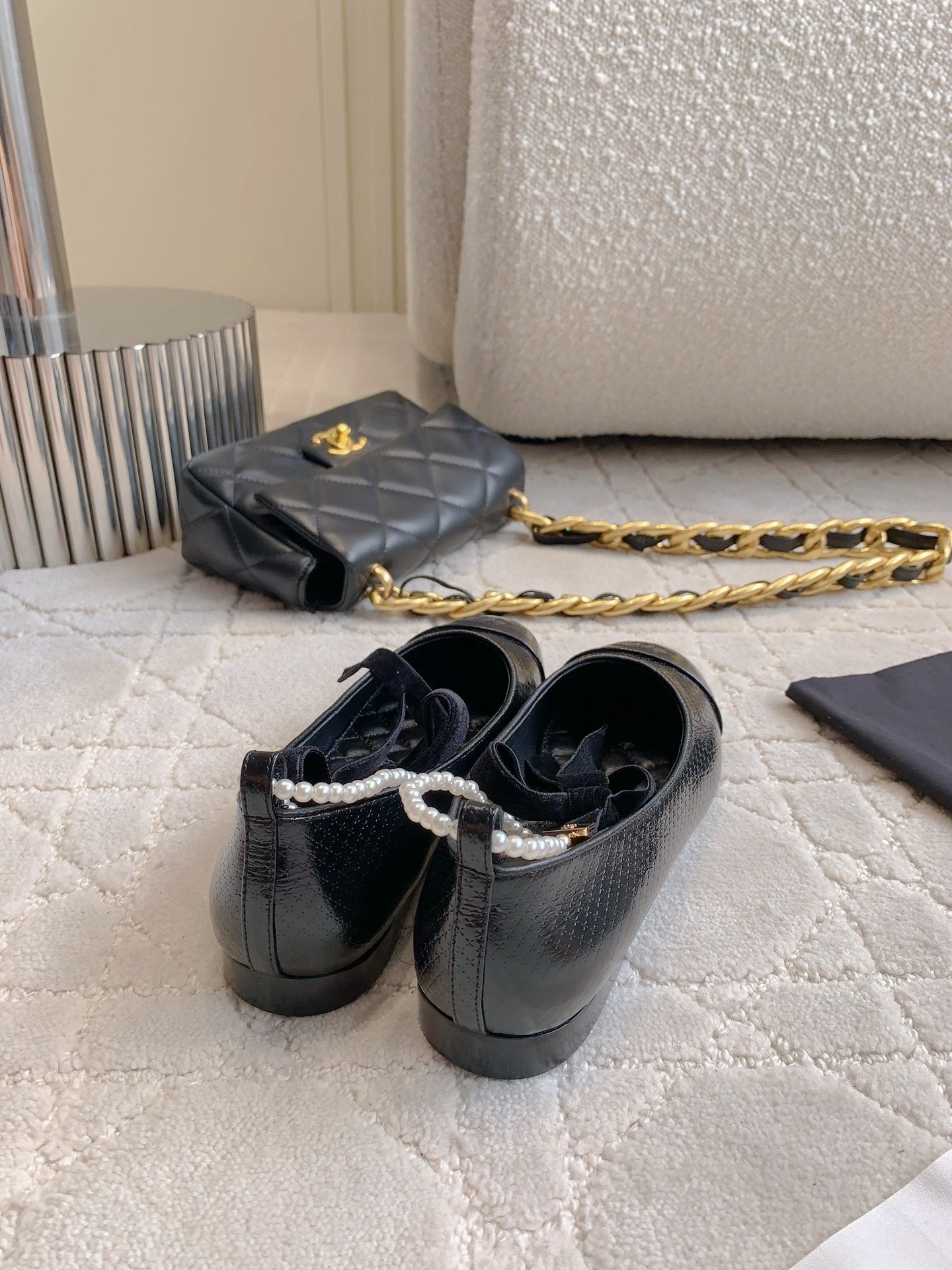 CHA Pearl anklet bow embellished ballet flats 1825022814