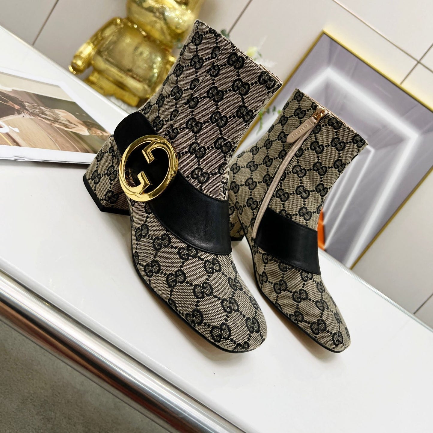 New chunky heel nude boots fashion boots