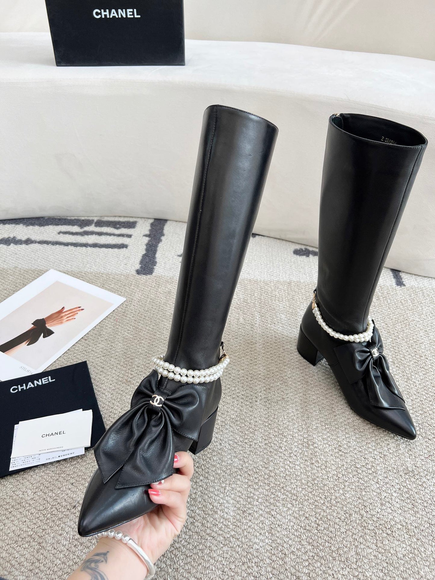 Zipper Pearl Boots 0724090507