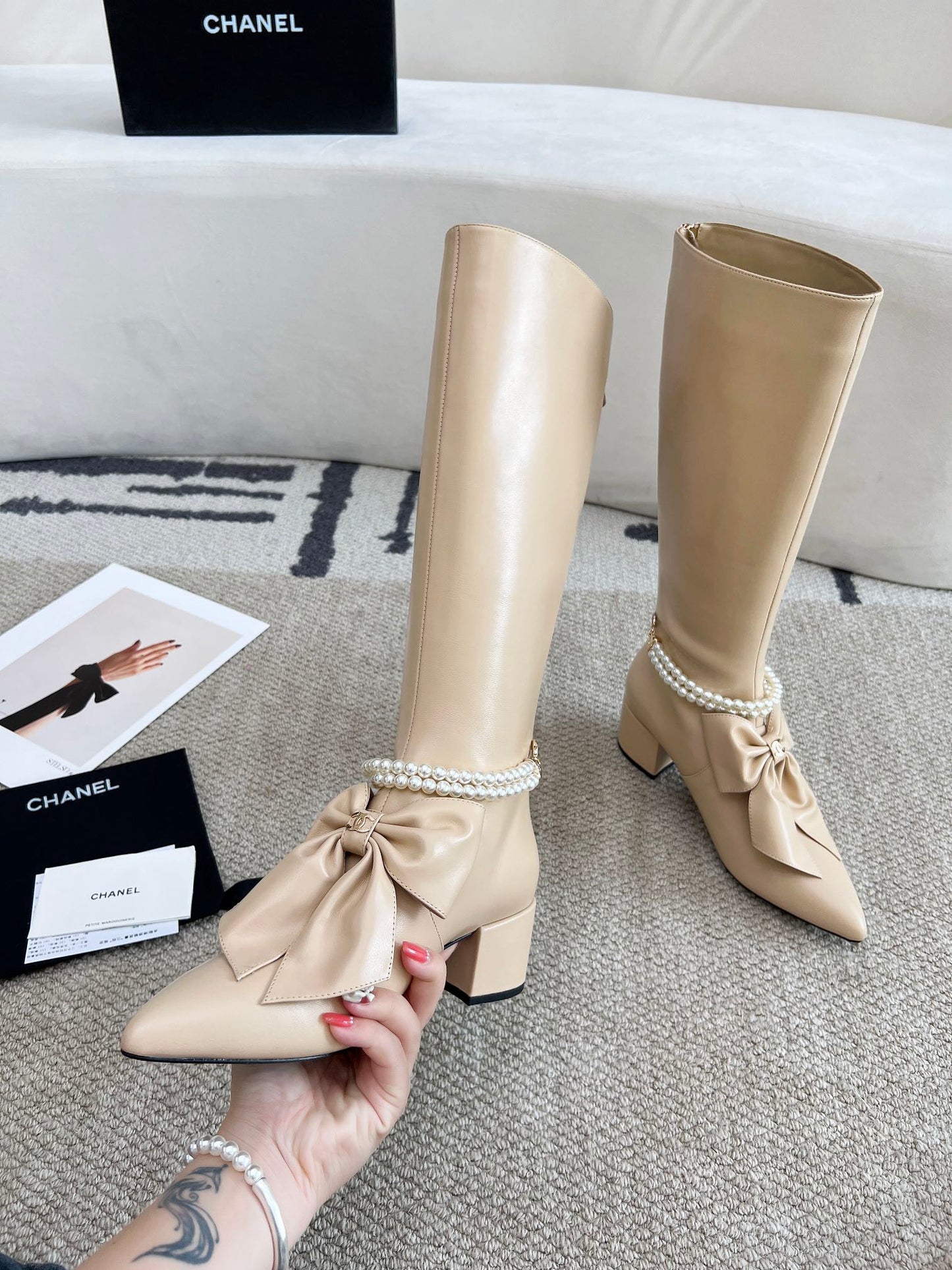 Zipper Pearl Boots 0724090507