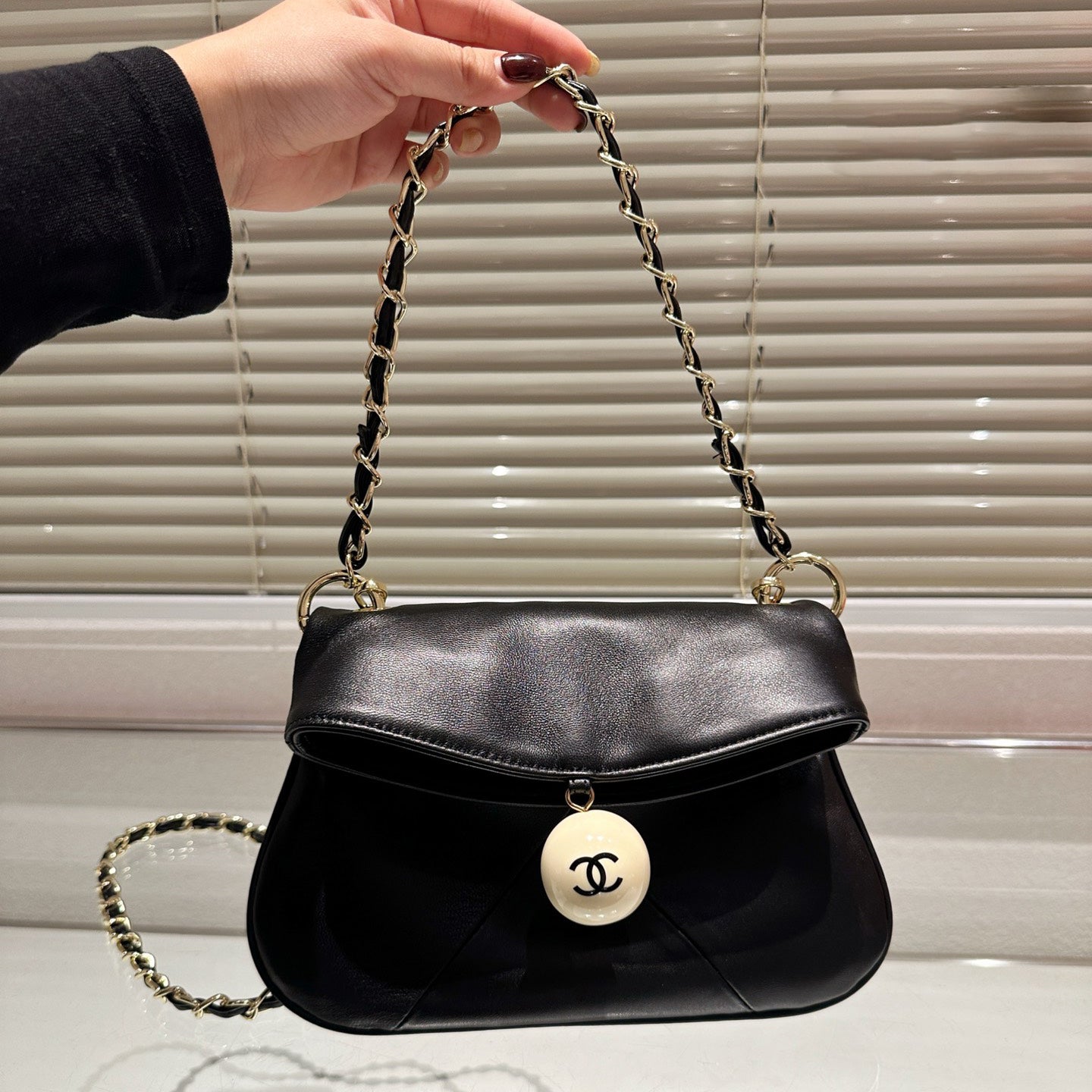 Vintage chocolate ball chain hobo bag 1824040706