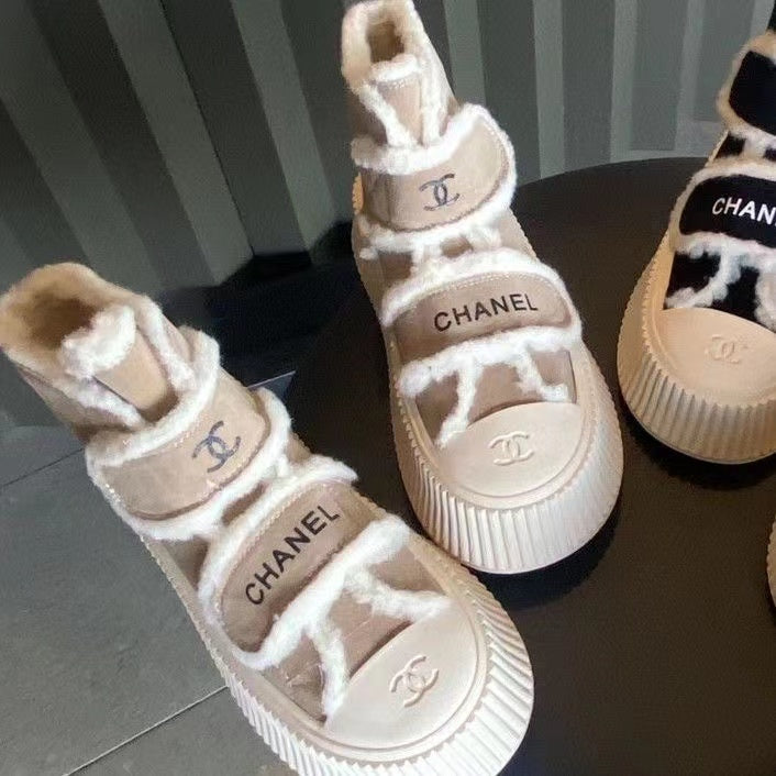 23 CL Velvet high-top and low-top genuine leather thick-soled warm Velcro fasteners, versatile and fashionable platform shoes PD 0423111405