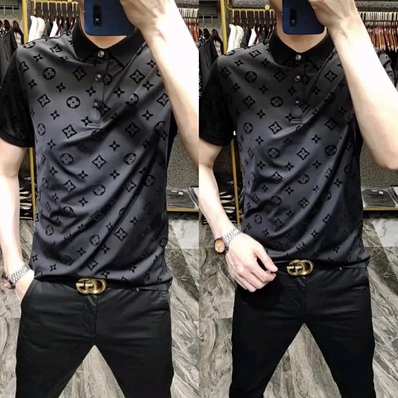 European Station men's POLO shirt business short sleeve T-shirt lapel H03