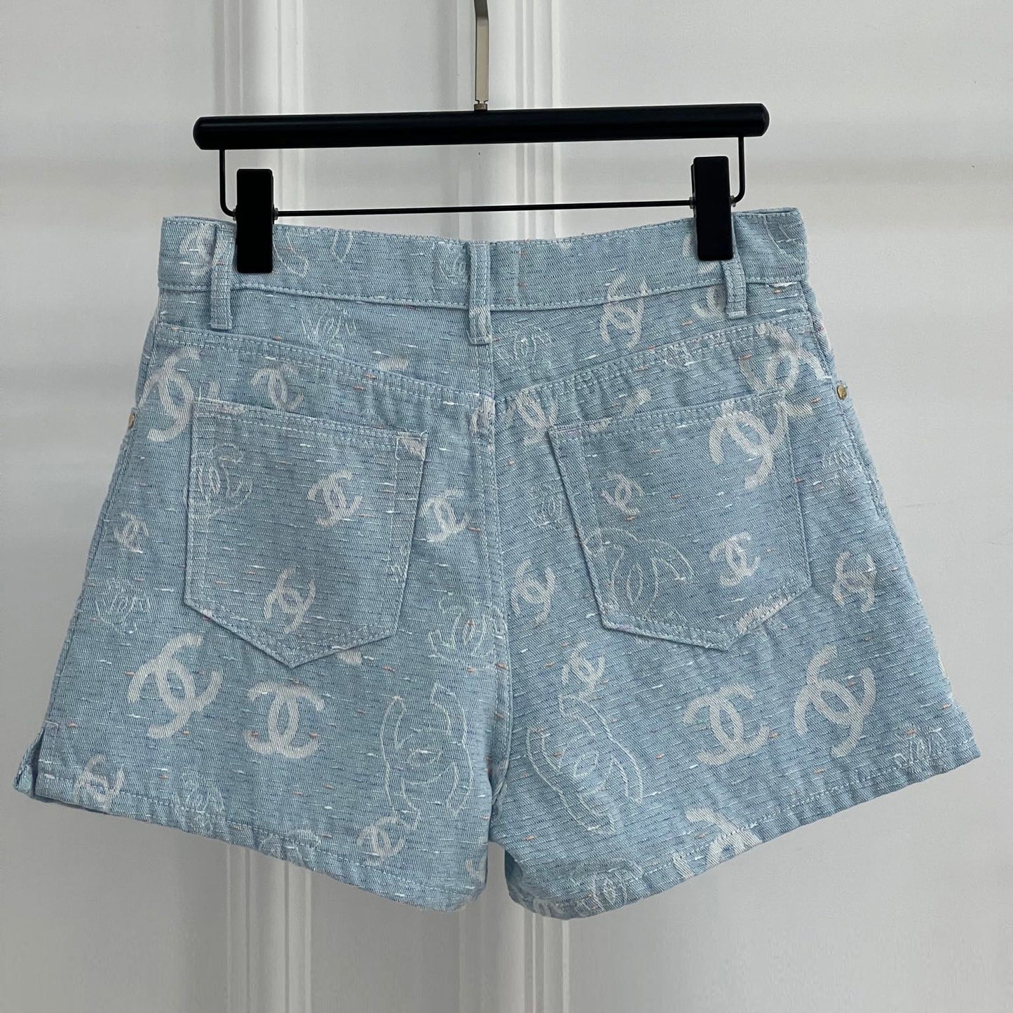 New Shallow Jacquard Printed Denim Shorts 1025051620