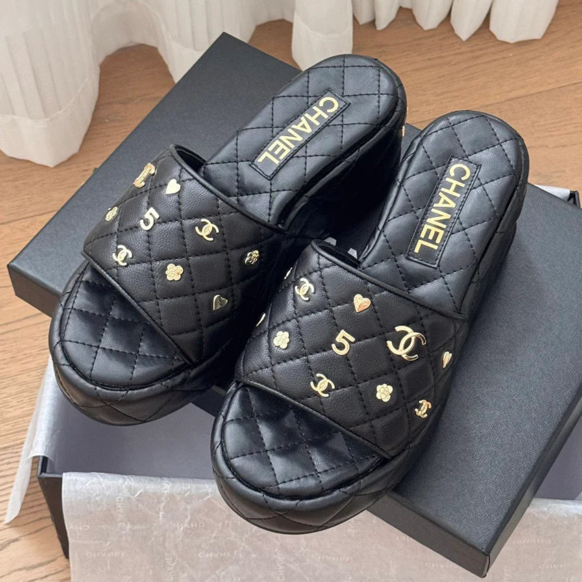 Luxury plaid versatile thick sole slope and cool mop 1024070911