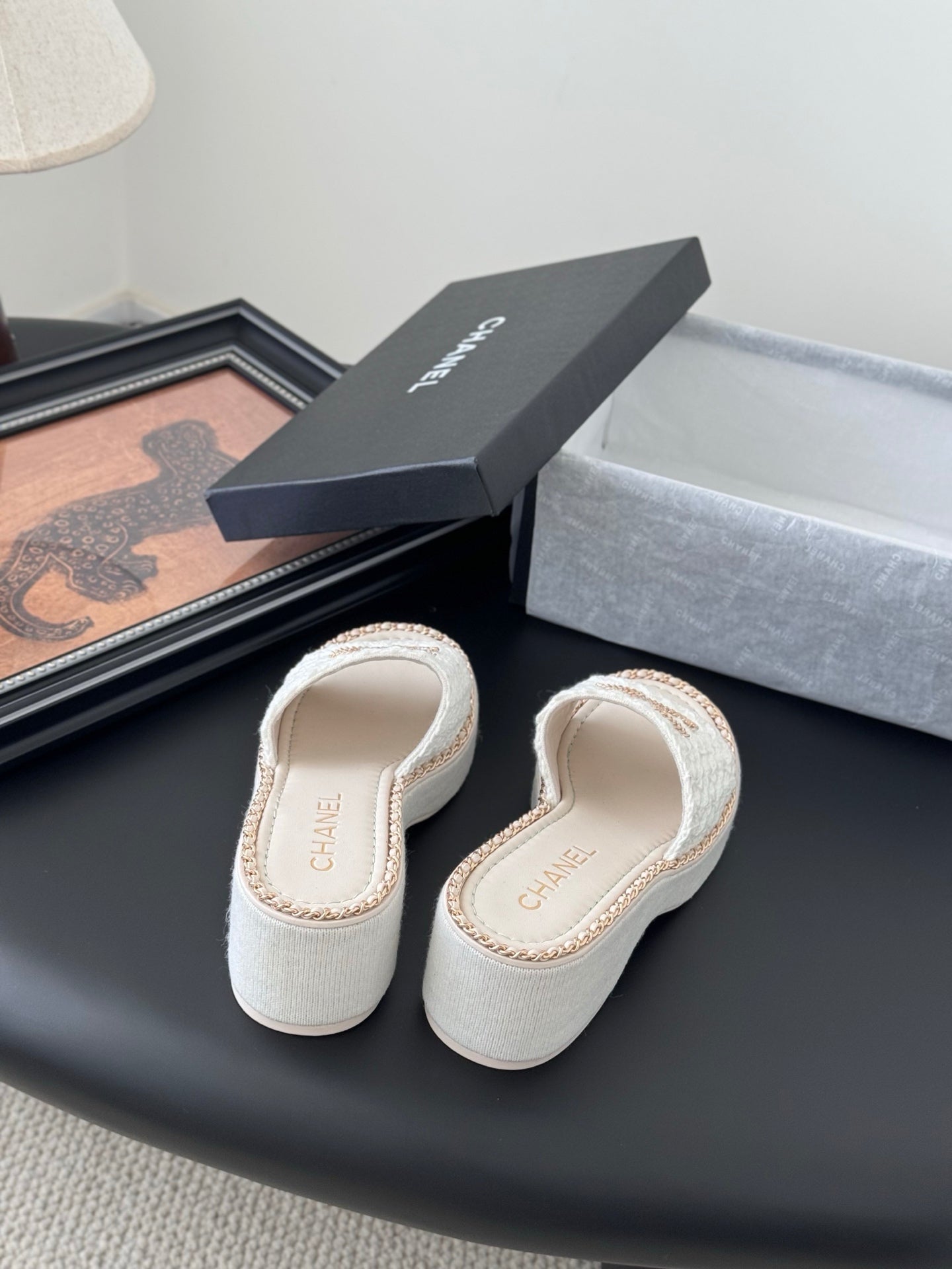 CNL women's platform chain double C slide sandal 1825042902