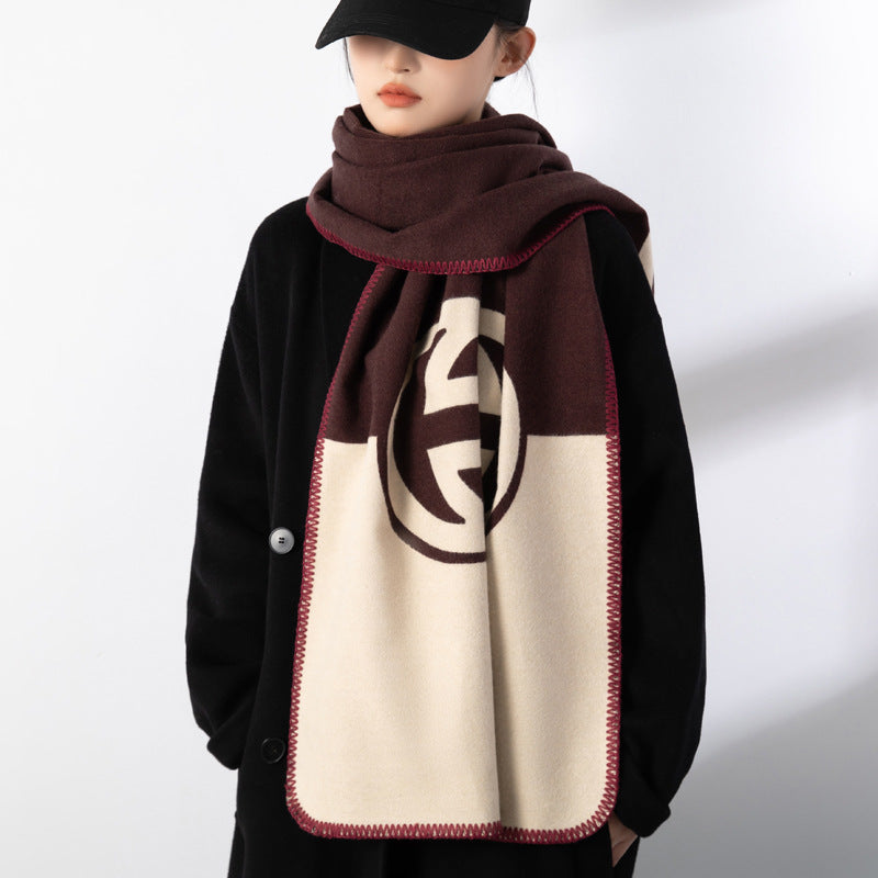 Fashion double-sided cashmere scarf thickened warm shawl PF1023111736