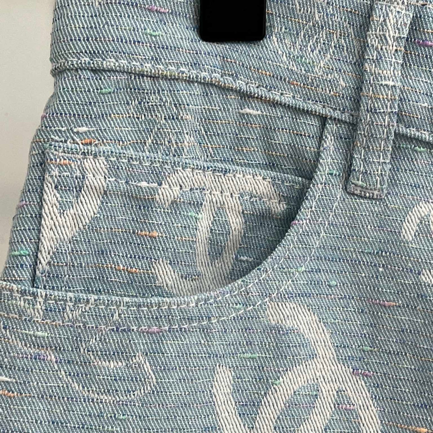 New Shallow Jacquard Printed Denim Shorts 1025051620