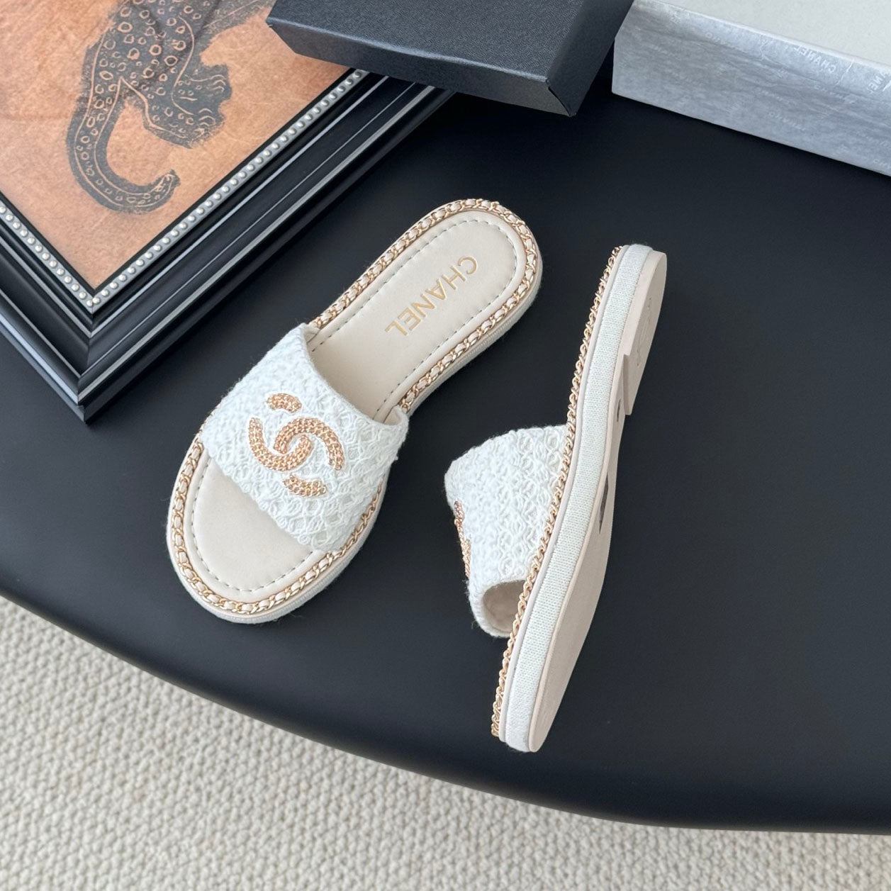 CNL women's platform chain double C slide sandal 1825042902