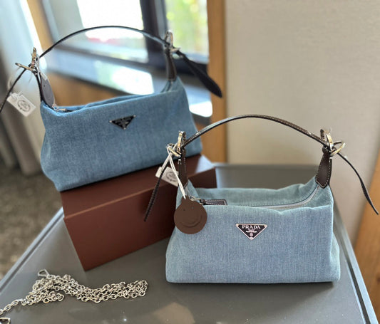 Classic underarm denim bag 1824050302