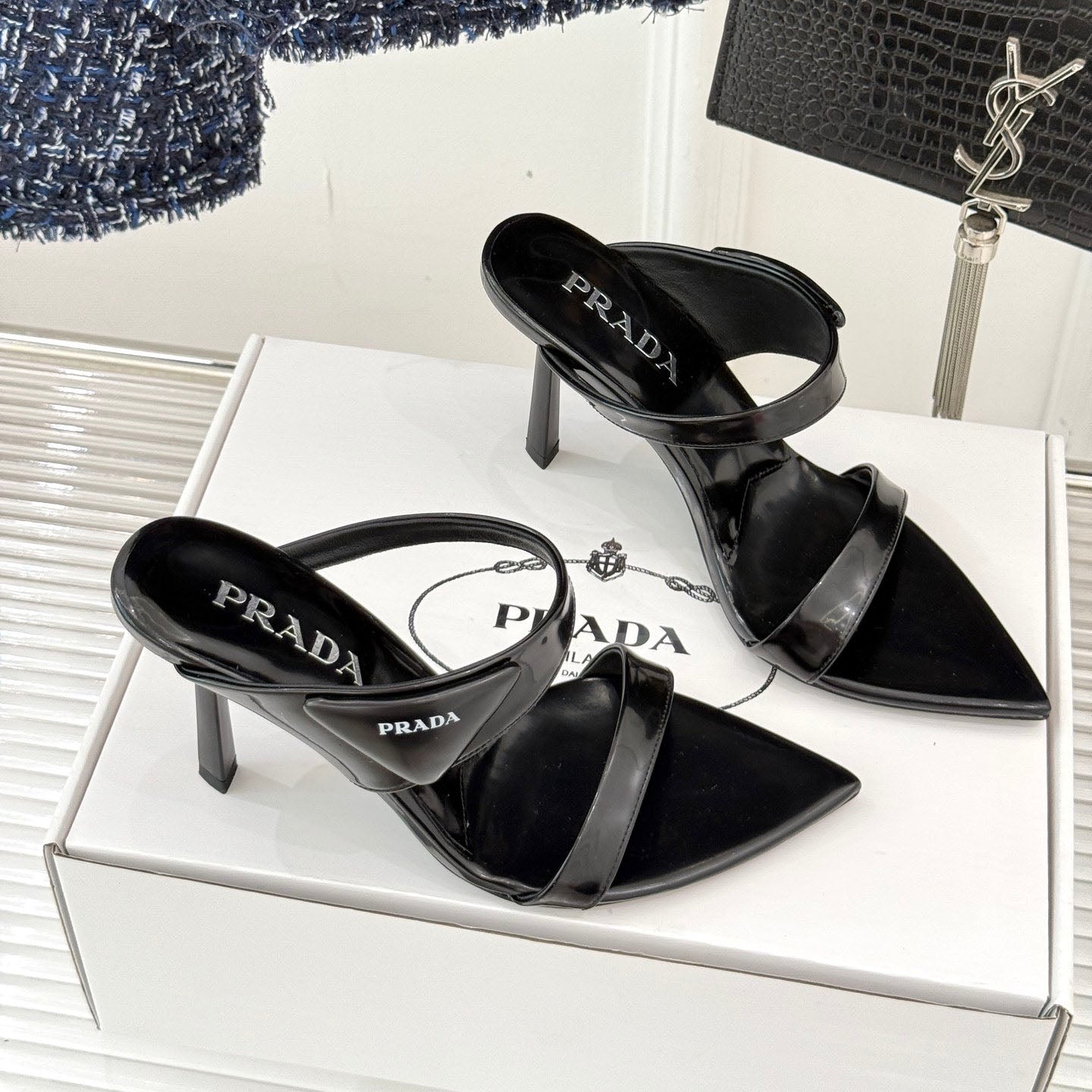 PR Triangle logo pointed toe sandals 1825061002