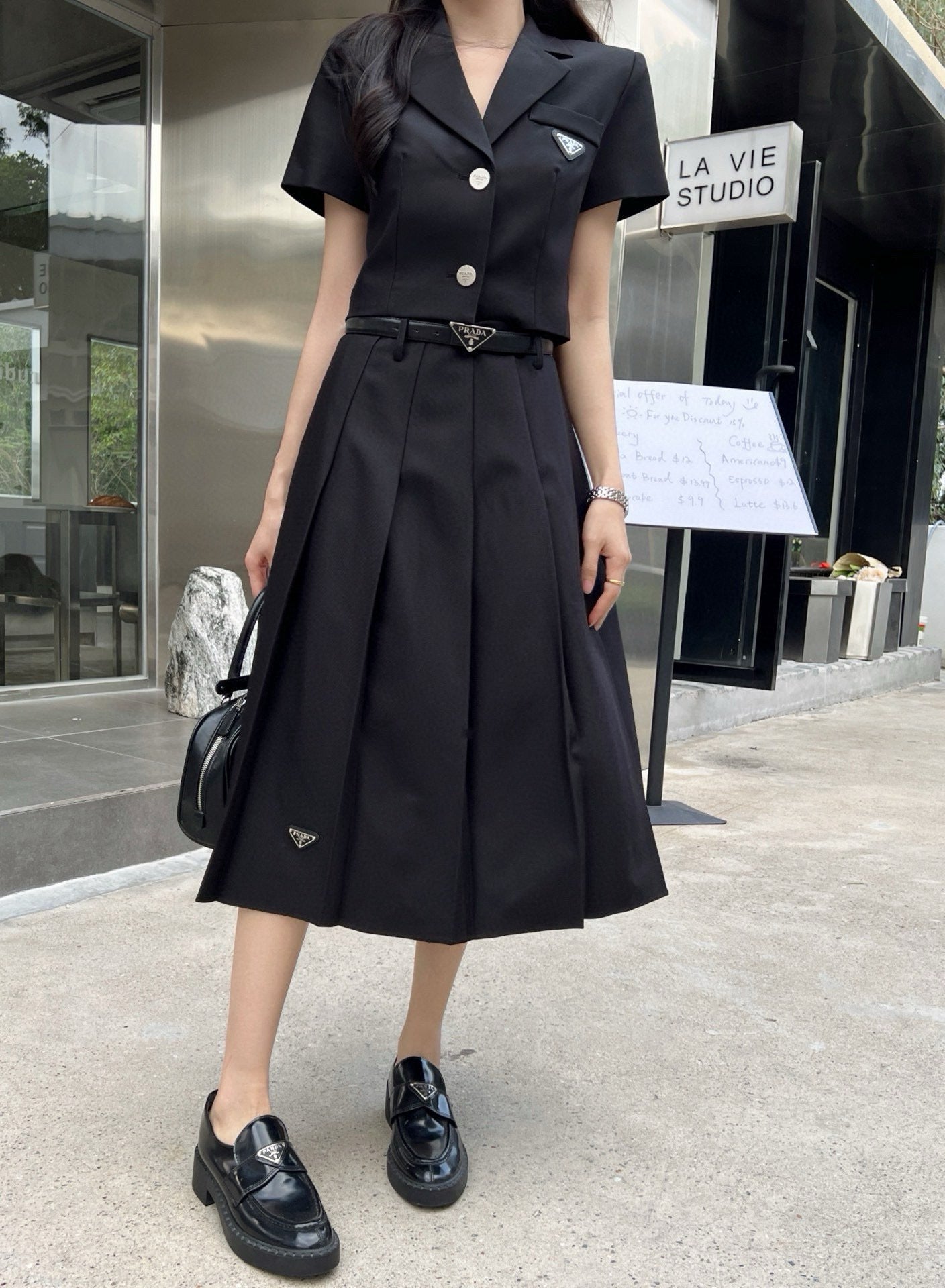 PR Suit style short jacket with high waist skirt suit 1825052001