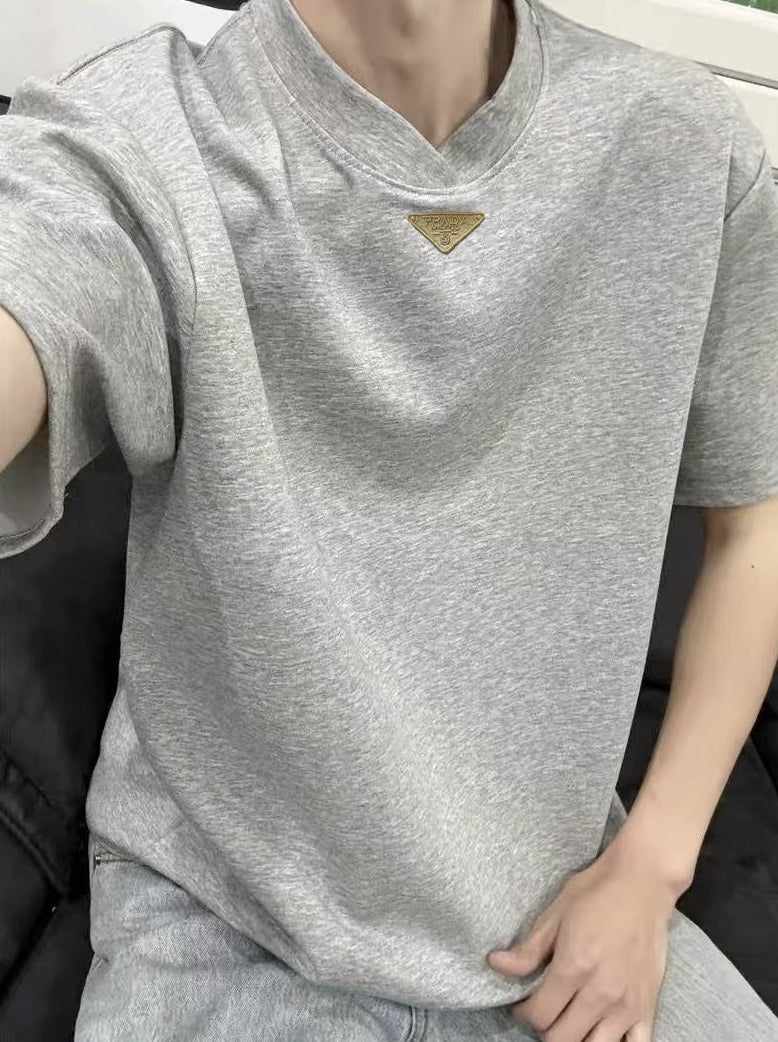 PR Liquid ammonia cotton petal collar straight shoulder T-shirt 1825052002